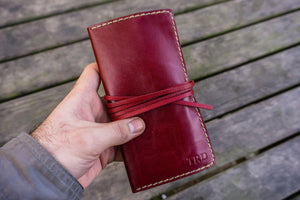 Personalized Leather Pipe Pouch/Pipe Roll - Red