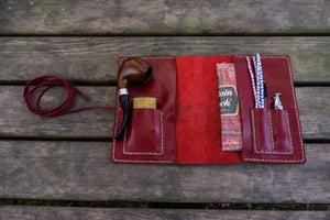 Personalized Leather Pipe Pouch/Pipe Roll - Red