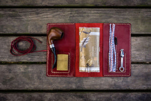Personalized Leather Pipe Pouch/Pipe Roll - Red