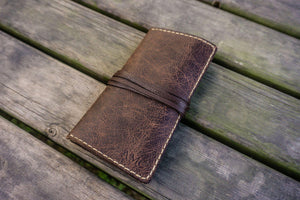 Personalized Leather Pipe Pouch/Pipe Roll - Rustic Dark Brown