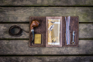 Personalized Leather Pipe Pouch/Pipe Roll - Rustic Dark Brown