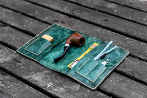 Personalized Leather Pipe Pouch/Pipe Roll - Rustic Green