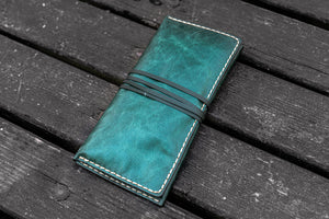 Personalized Leather Pipe Pouch/Pipe Roll - Rustic Green