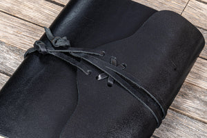Refillable Leather Wrap Journal / Planner Cover - Black