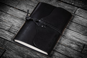 Refillable Leather Wrap Journal / Planner Cover - Black