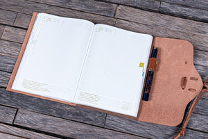 Refillable Leather Wrap Journal / Planner Cover - Brown
