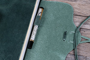 Refillable Leather Wrap Journal / Planner Cover - Crazy Horse Forest Green