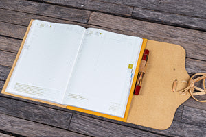 Refillable Leather Wrap Journal / Planner Cover - Crazy Horse Honey Ochre