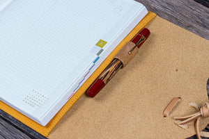 Refillable Leather Wrap Journal / Planner Cover - Crazy Horse Honey Ochre