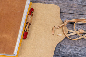 Refillable Leather Wrap Journal / Planner Cover - Crazy Horse Honey Ochre