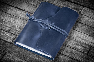 Refillable Leather Wrap Journal / Planner Cover - Crazy Horse Navy Blue