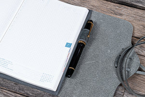 Refillable Leather Wrap Journal / Planner Cover - Crazy Horse Smoky