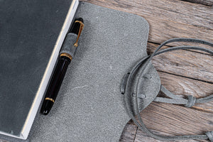 Refillable Leather Wrap Journal / Planner Cover - Crazy Horse Smoky