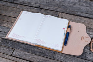 Refillable Leather Wrap Journal / Planner Cover - Undyed Leather