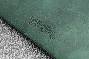 Leather Slip-N-Zip 4 Slots Zippered Pen Pouch - C.H. Forest Green