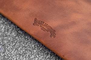 Leather Slip-N-Zip 4 Slots Zippered Pen Pouch - C.H. Tan