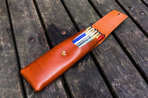 The Charcoal Leather Pencil Case for Blackwing Pencils - Brown