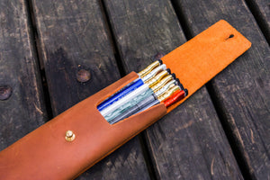 The Charcoal Leather Pencil Case for Blackwing Pencils - Crazy Horse Tan
