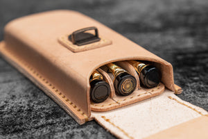 The Old School - Leather Molded Pen Case for 3 Pens - Undyed Leather
