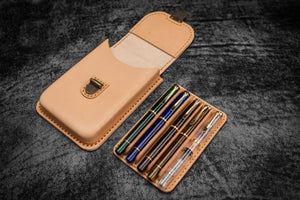 The Old School - Leather Molded Pen Case for 5 Pens - Undyed Leather