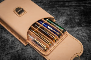 The Old School - Leather Molded Pen Case for 5 Pens - Undyed Leather