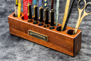 Wood Desk Organizer - Pen and Tool Holder - Mahogany